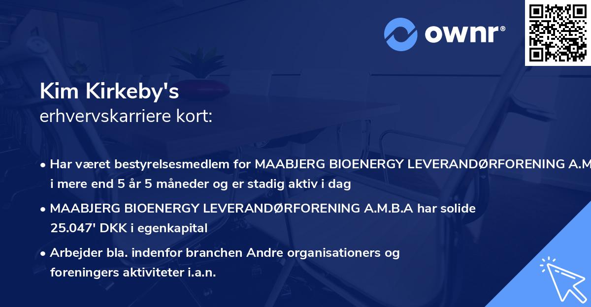 Kim Kirkeby's erhvervskarriere kort