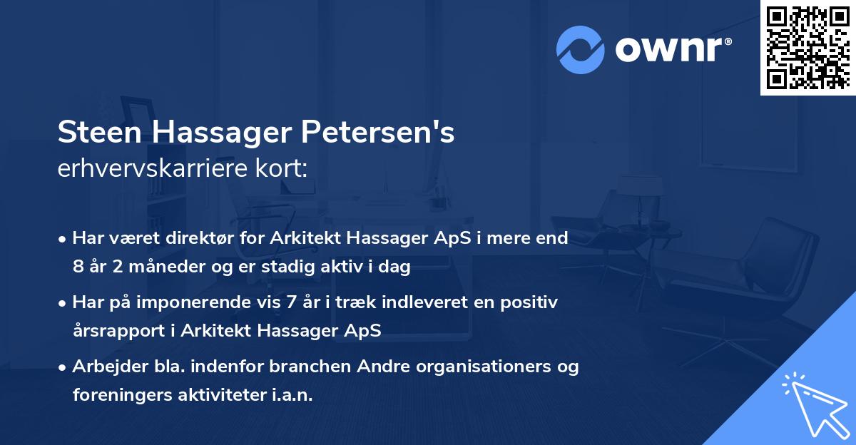 Steen Hassager Petersen's erhvervskarriere kort