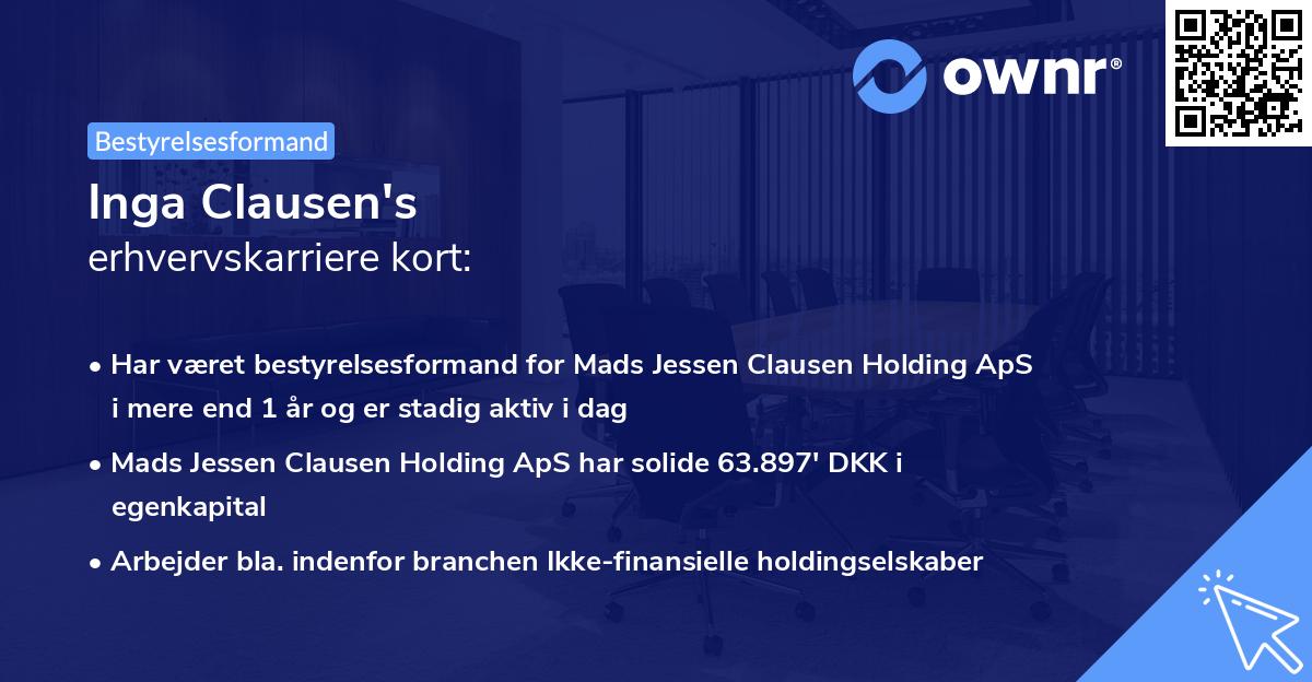 Inga Clausen's erhvervskarriere kort