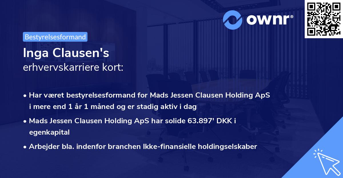 Inga Clausen's erhvervskarriere kort