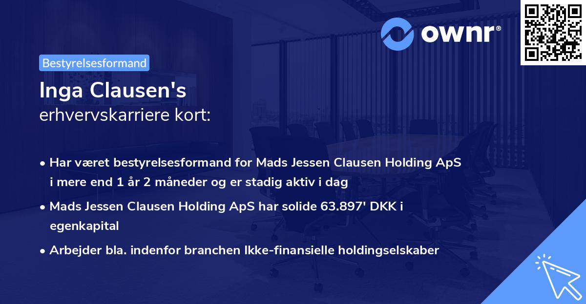 Inga Clausen's erhvervskarriere kort