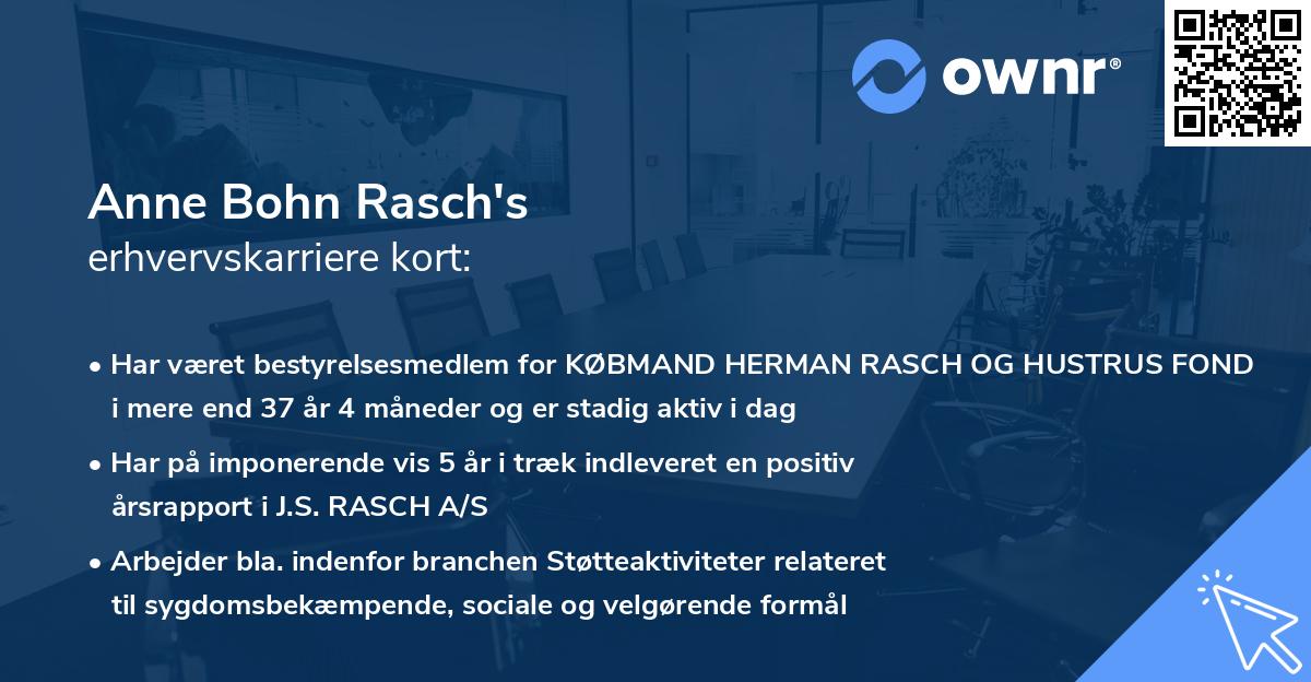 Anne Bohn Rasch's erhvervskarriere kort