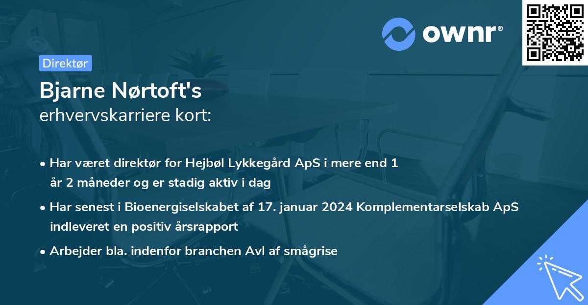 Bjarne Nørtoft's erhvervskarriere kort