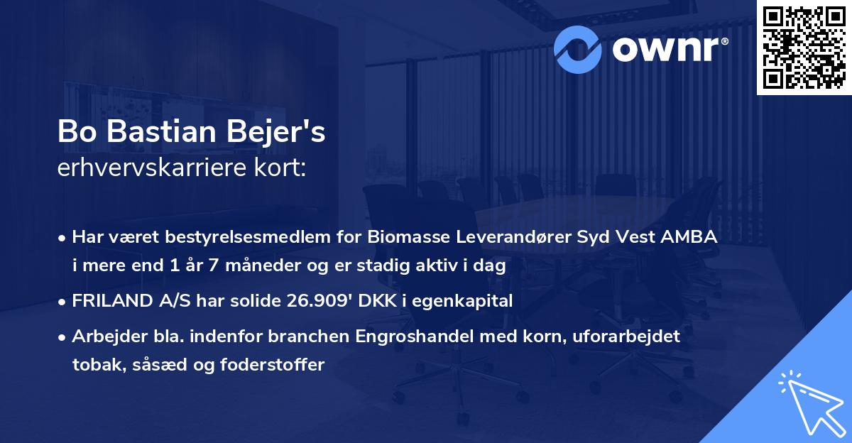 Bo Bastian Bejer's erhvervskarriere kort
