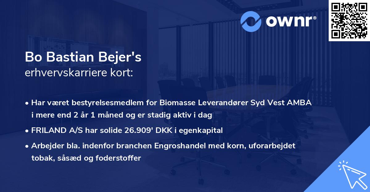 Bo Bastian Bejer's erhvervskarriere kort