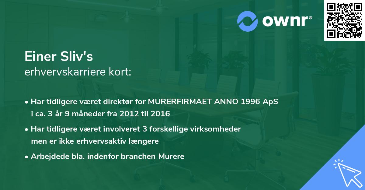 Einer Sliv's erhvervskarriere kort