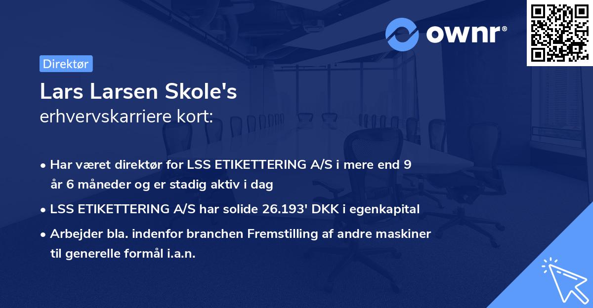 Lars Larsen Skole's erhvervskarriere kort