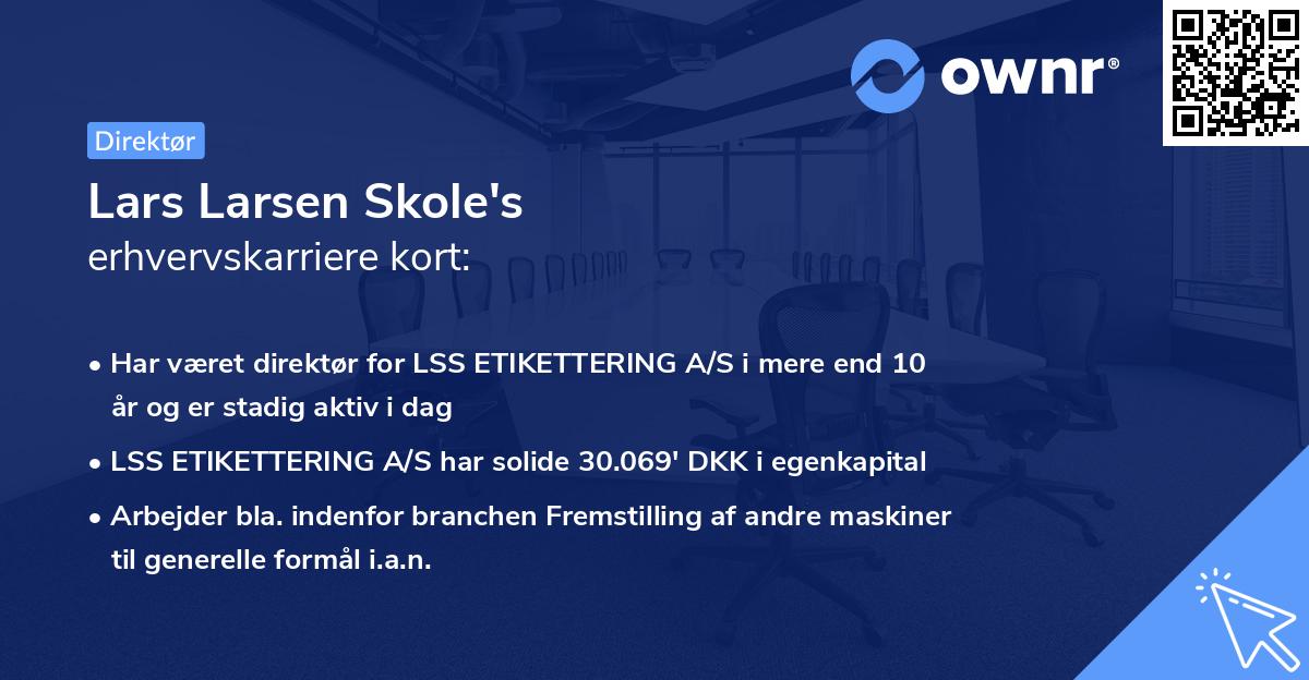 Lars Larsen Skole's erhvervskarriere kort