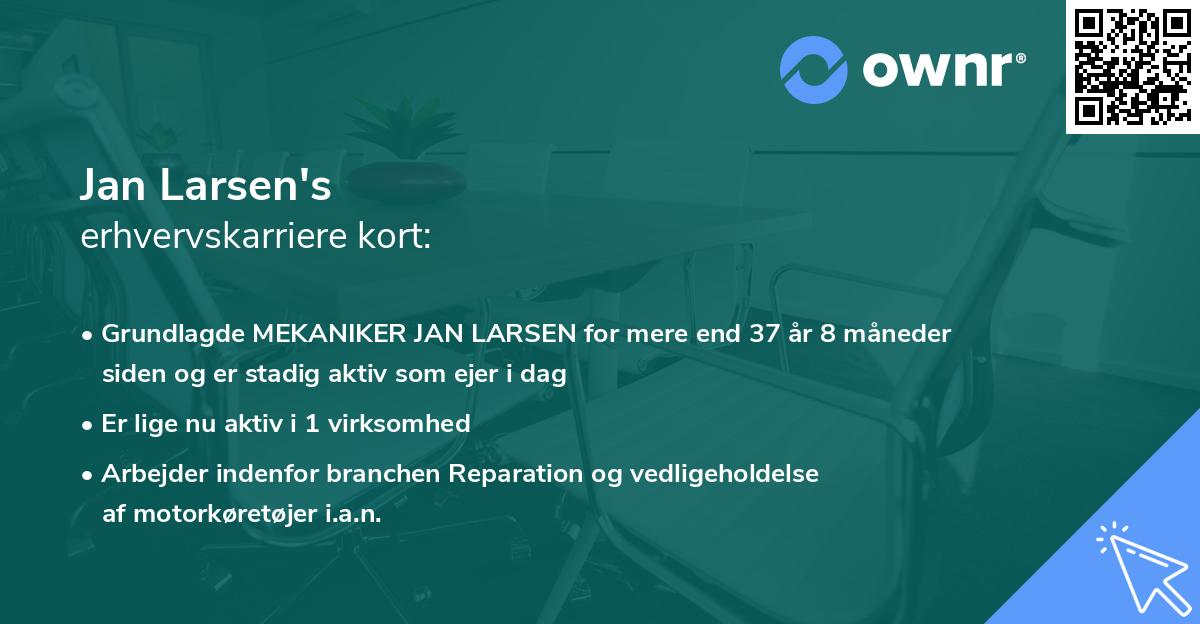 Jan Larsen's erhvervskarriere kort