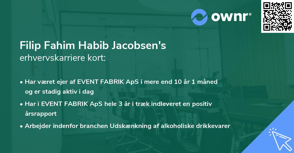 Filip Fahim Habib Jacobsen's erhvervskarriere kort