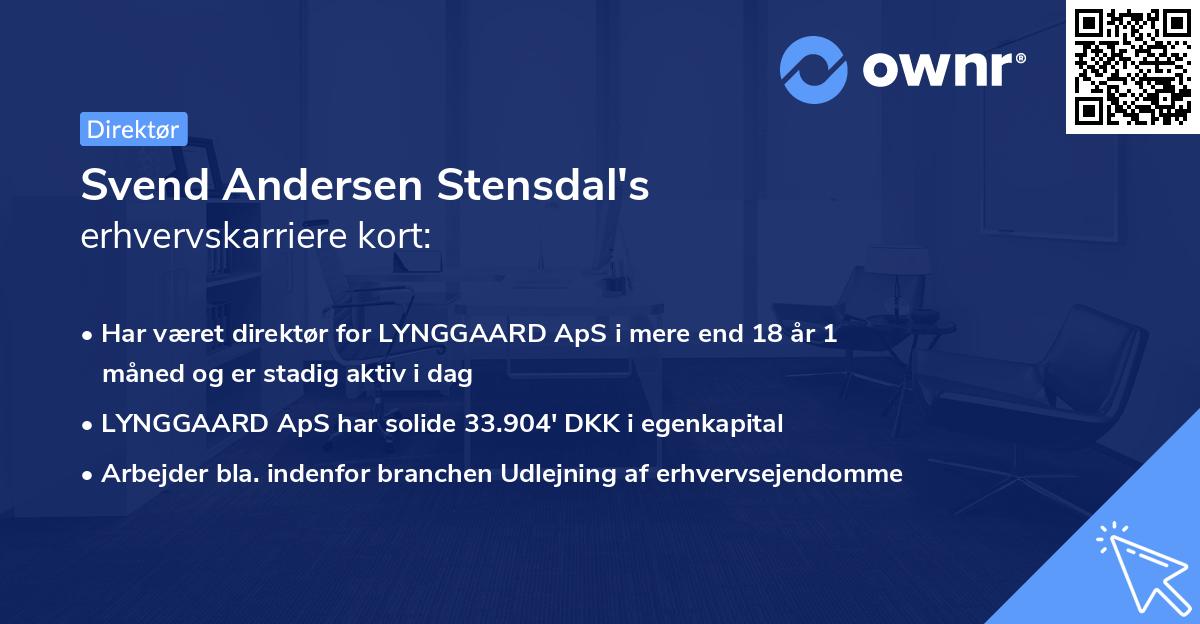 Svend Andersen Stensdal's erhvervskarriere kort