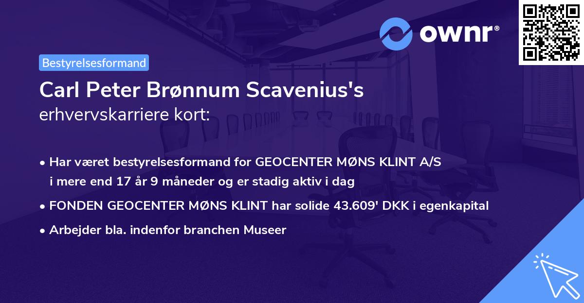 Carl Peter Brønnum Scavenius's erhvervskarriere kort