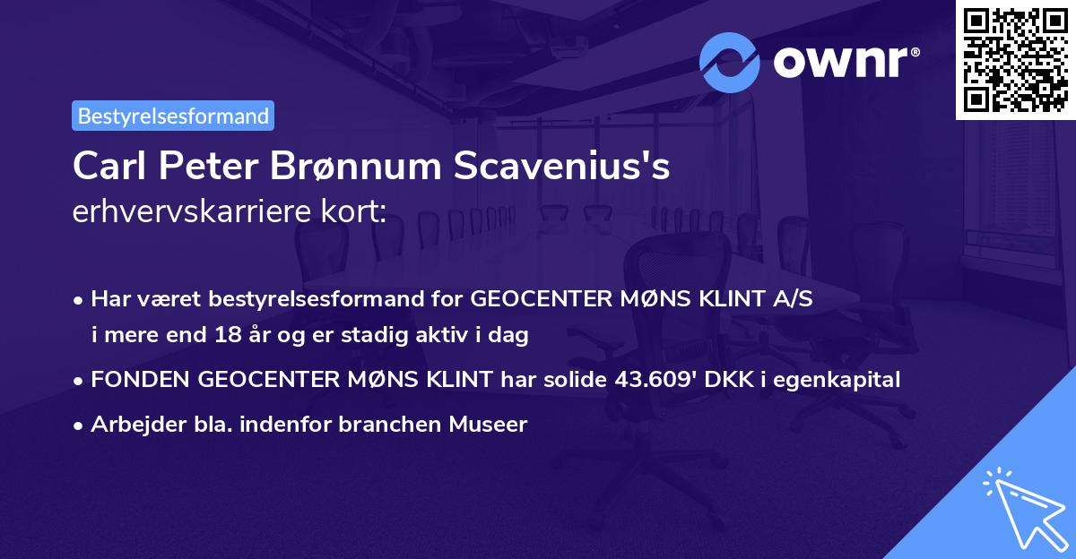 Carl Peter Brønnum Scavenius's erhvervskarriere kort