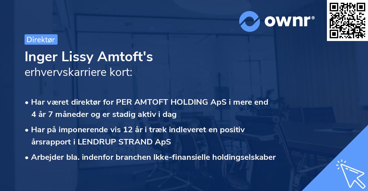 Inger Lissy Amtoft's erhvervskarriere kort