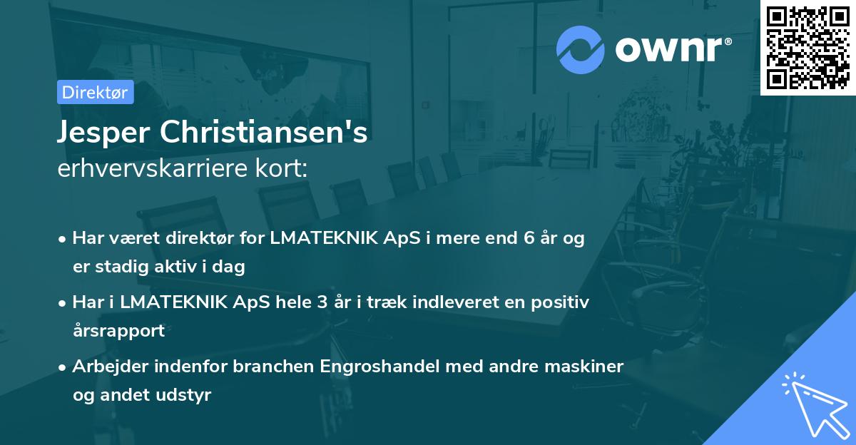 Jesper Christiansen's erhvervskarriere kort