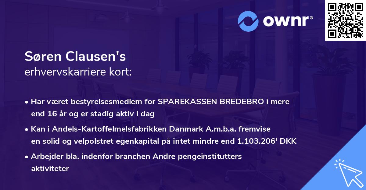 Søren Clausen's erhvervskarriere kort