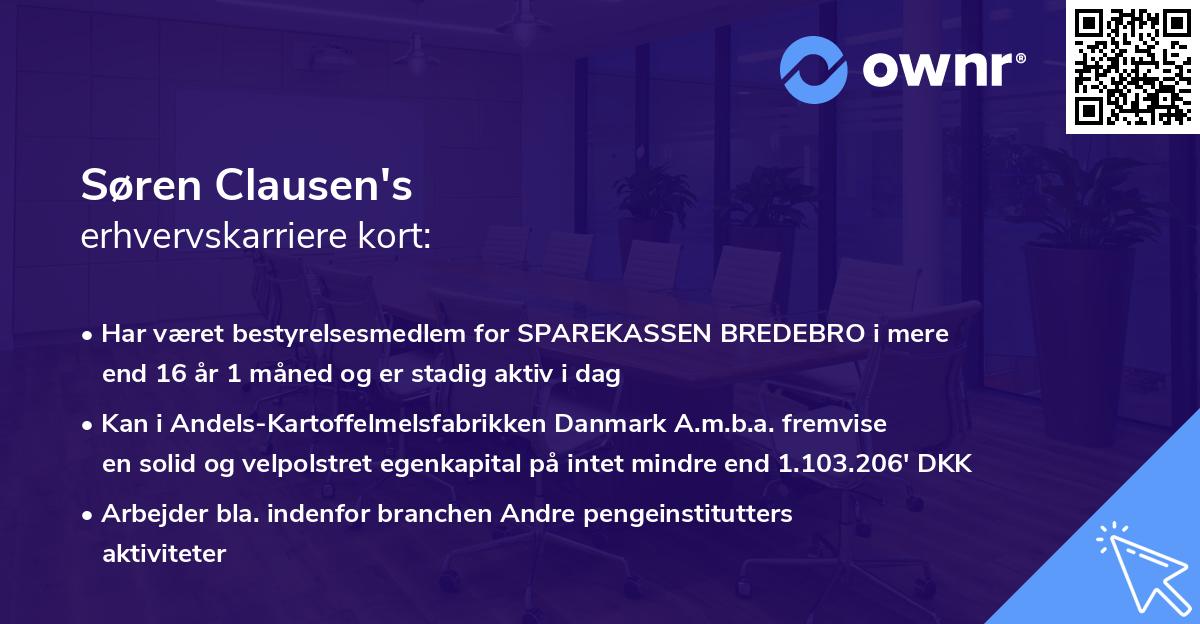 Søren Clausen's erhvervskarriere kort