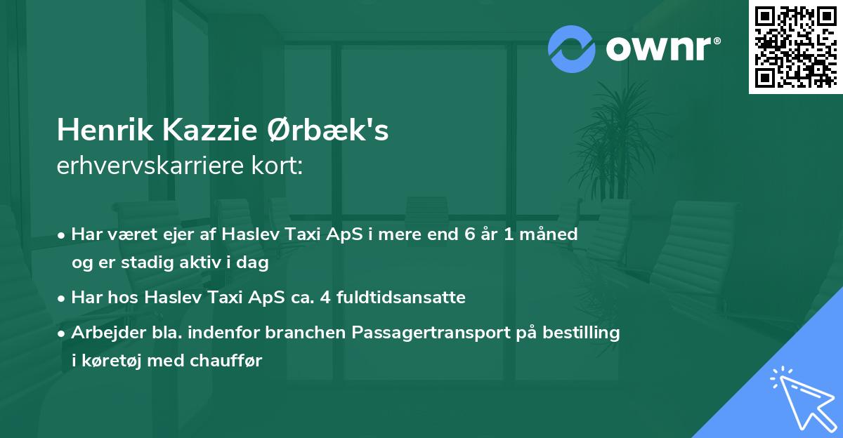 Henrik Kazzie Ørbæk's erhvervskarriere kort