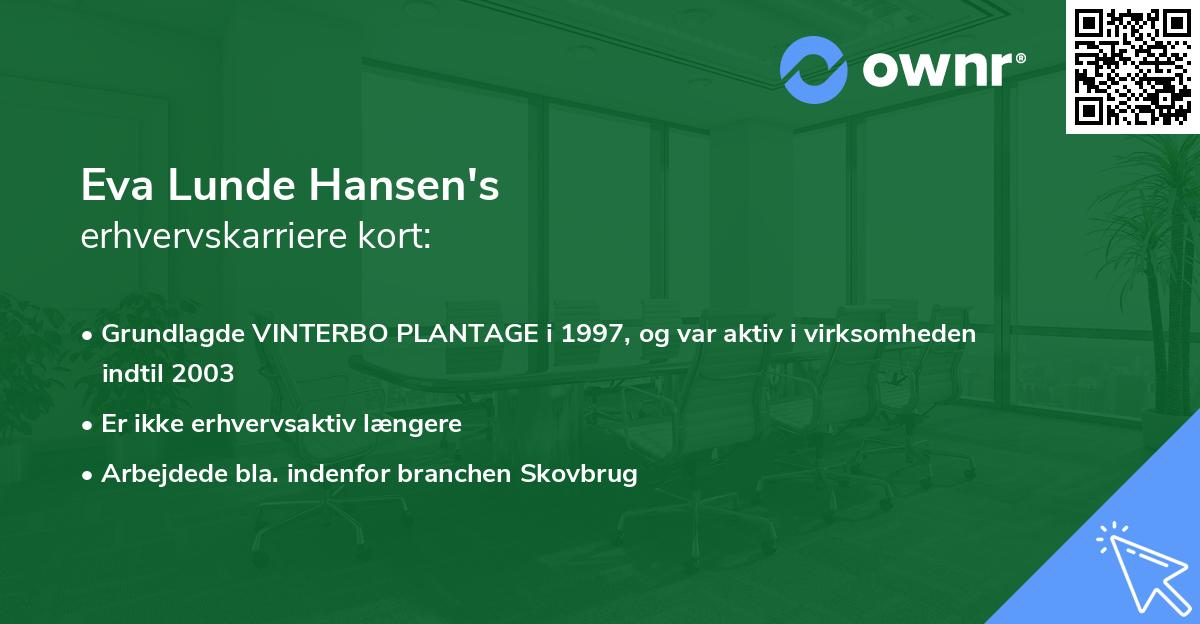Eva Lunde Hansen's erhvervskarriere kort