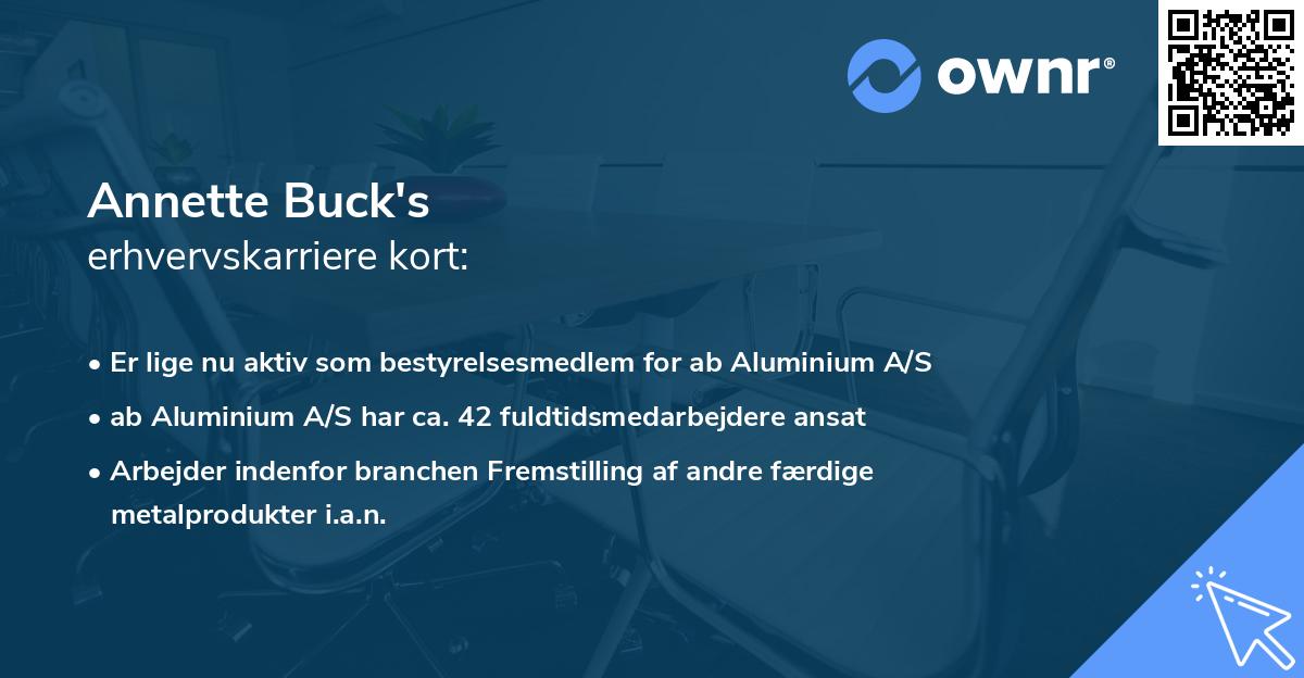 Annette Buck's erhvervskarriere kort