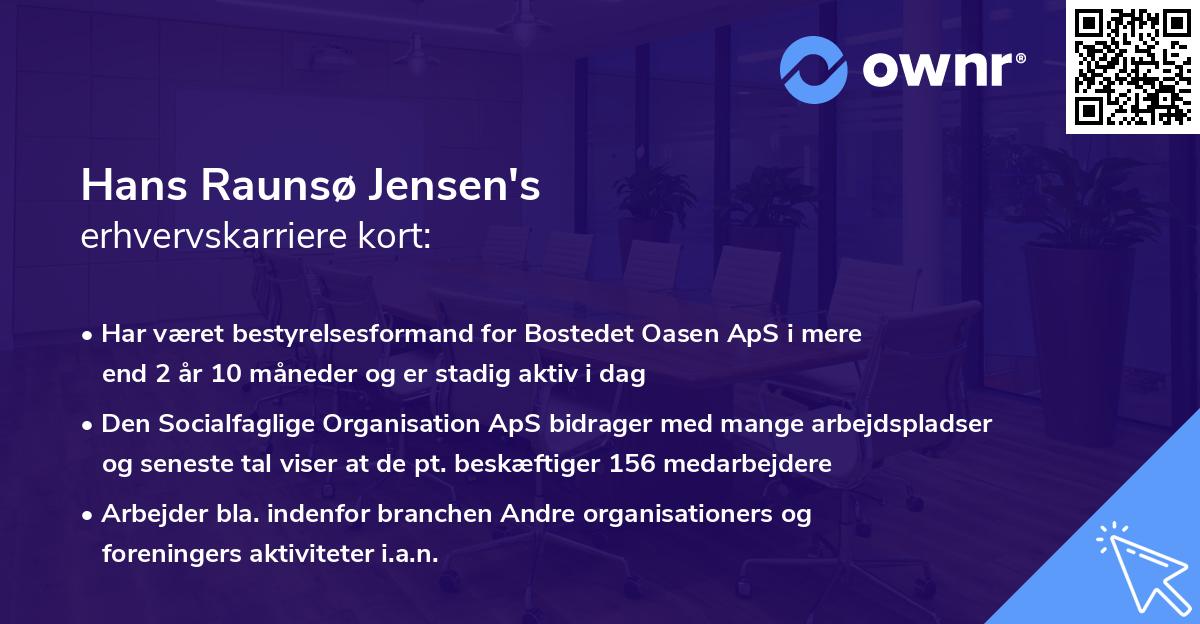 Hans Raunsø Jensen's erhvervskarriere kort