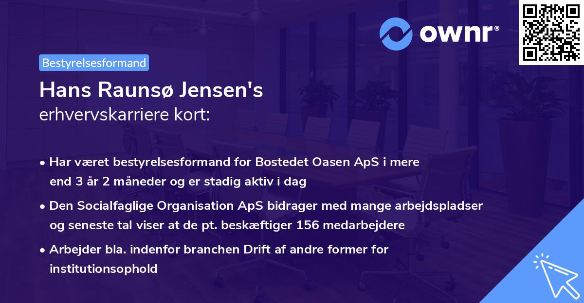 Hans Raunsø Jensen's erhvervskarriere kort