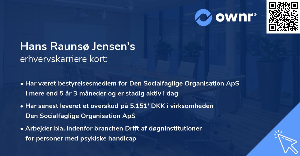 Hans Raunsø Jensen's erhvervskarriere kort