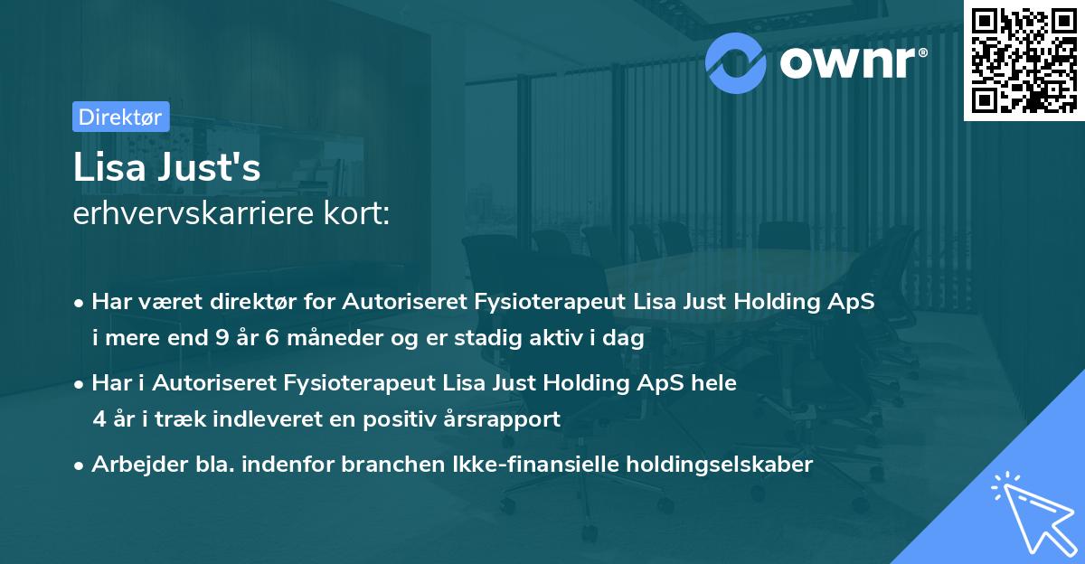 Lisa Just's erhvervskarriere kort