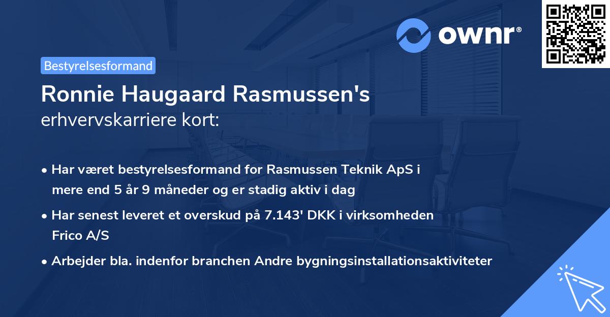 Ronnie Haugaard Rasmussen's erhvervskarriere kort