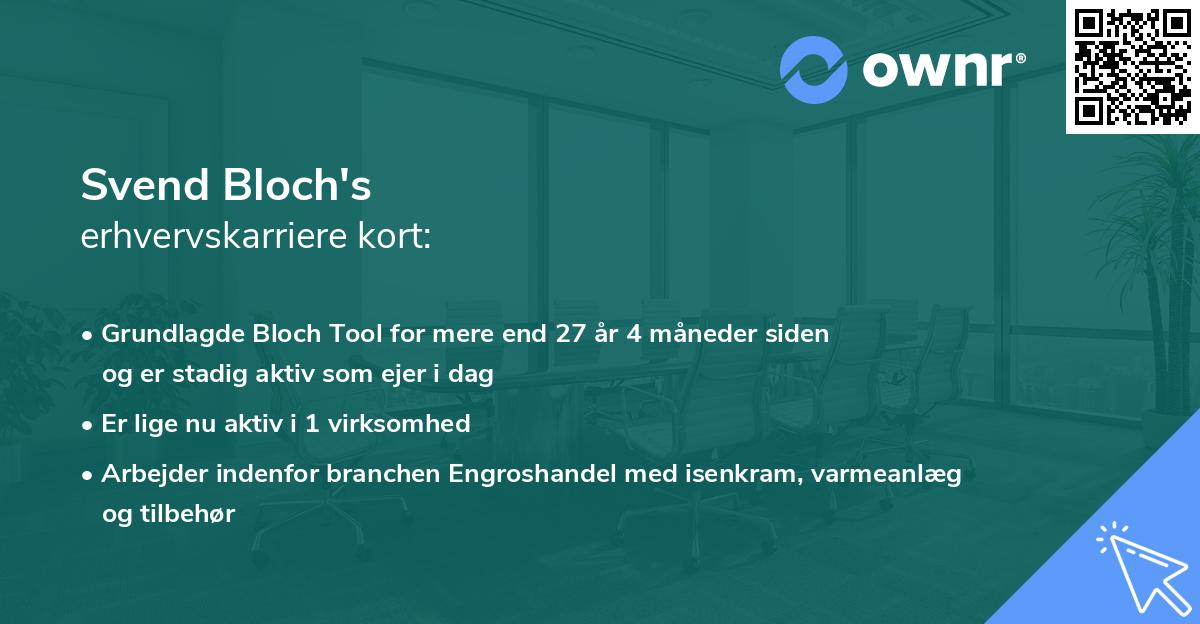 Svend Bloch's erhvervskarriere kort