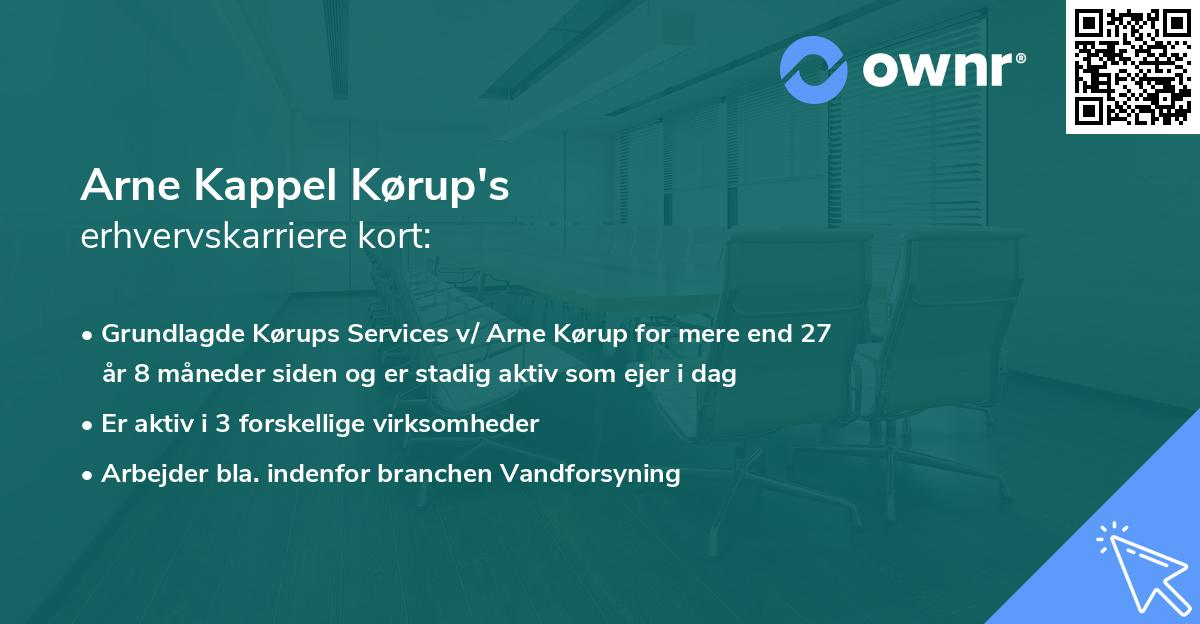 Arne Kappel Kørup's erhvervskarriere kort