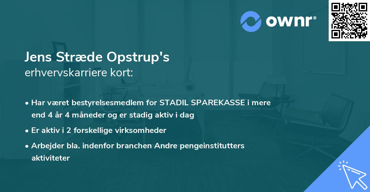 Jens Stræde Opstrup's erhvervskarriere kort