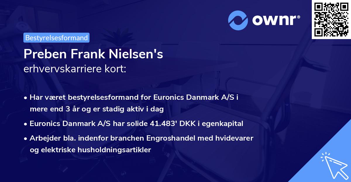 Preben Frank Nielsen's erhvervskarriere kort