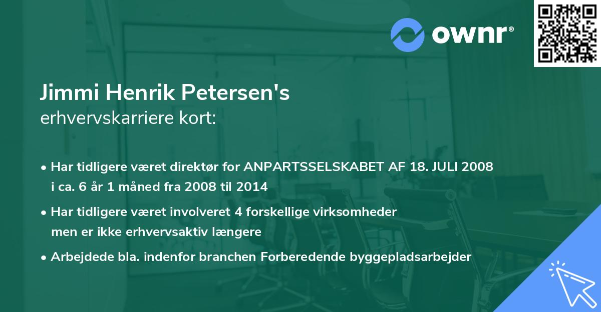Jimmi Henrik Petersen's erhvervskarriere kort