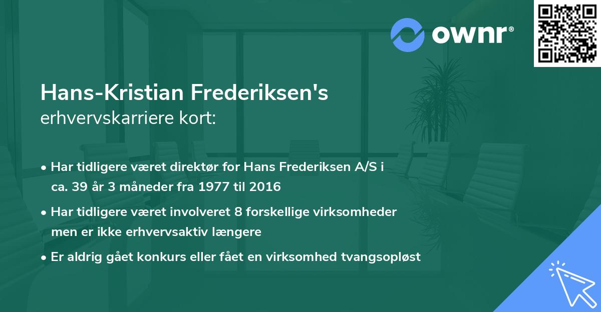 Hans-Kristian Frederiksen's erhvervskarriere kort