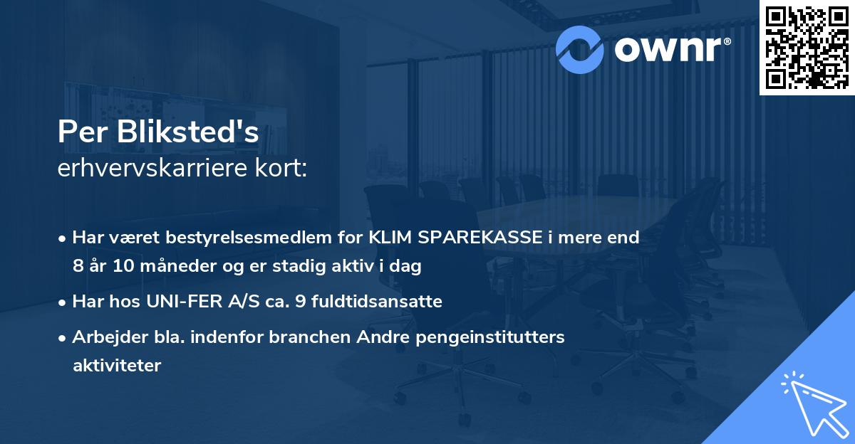 Per Bliksted's erhvervskarriere kort