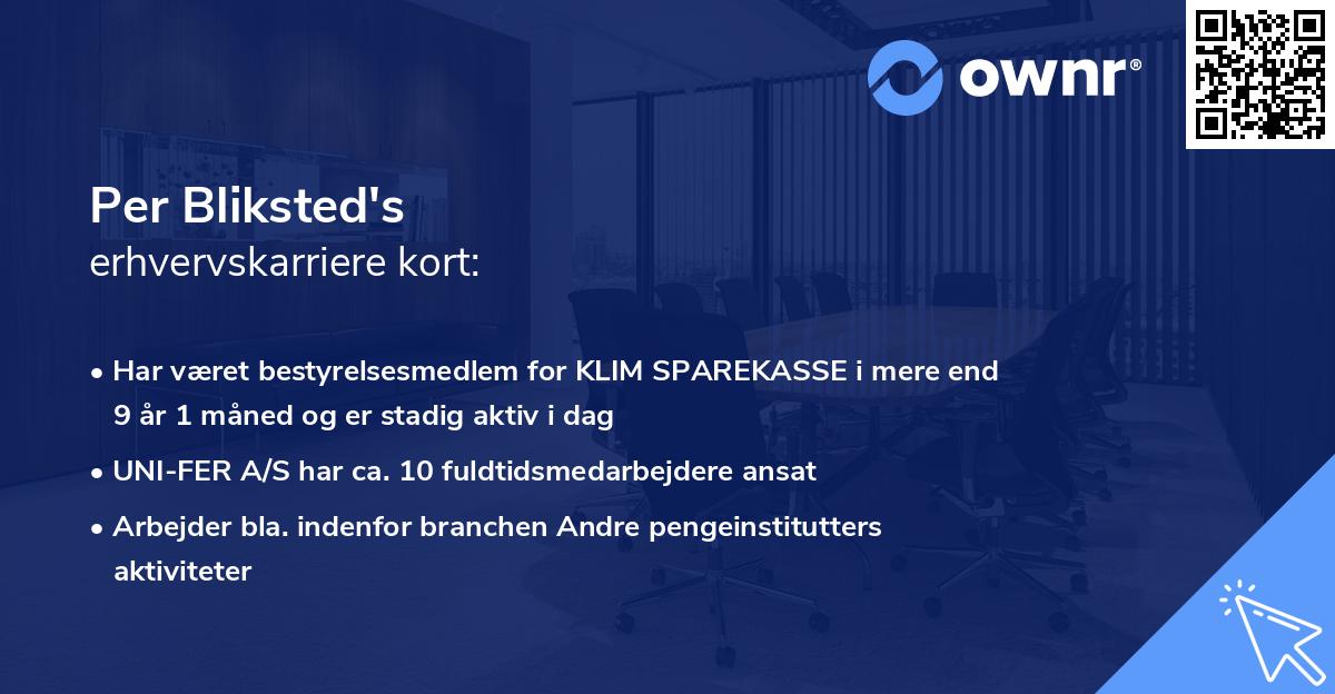 Per Bliksted's erhvervskarriere kort