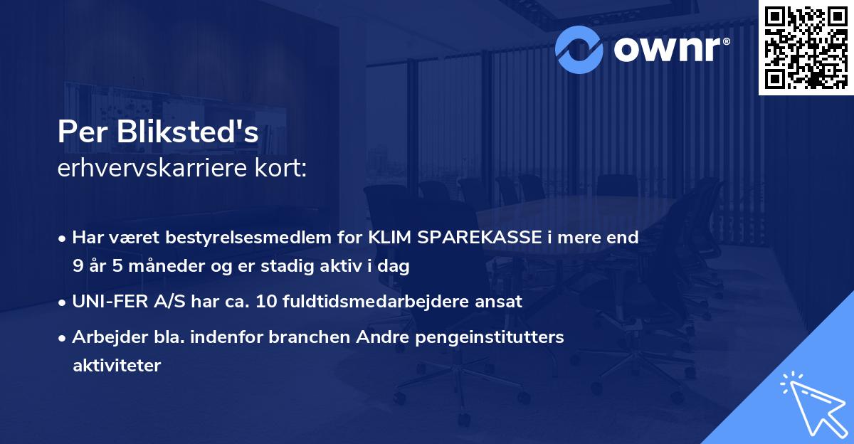 Per Bliksted's erhvervskarriere kort