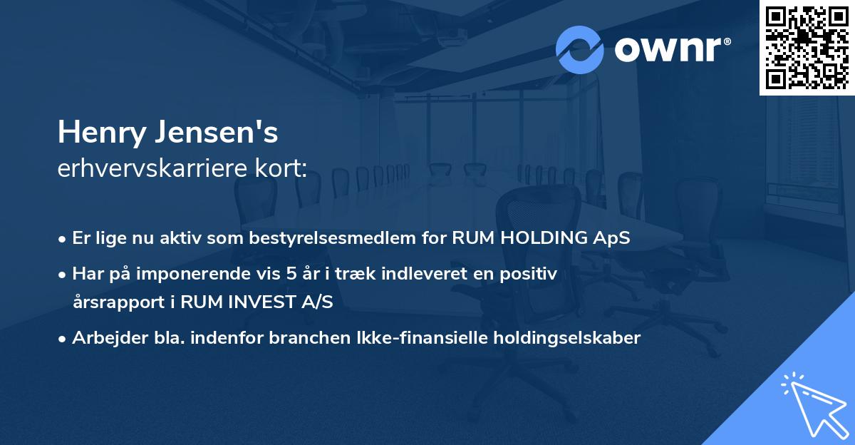 Henry Jensen's erhvervskarriere kort