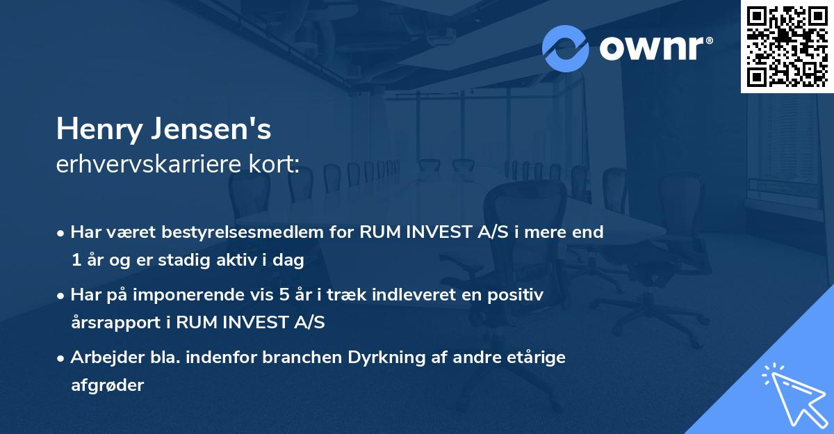 Henry Jensen's erhvervskarriere kort