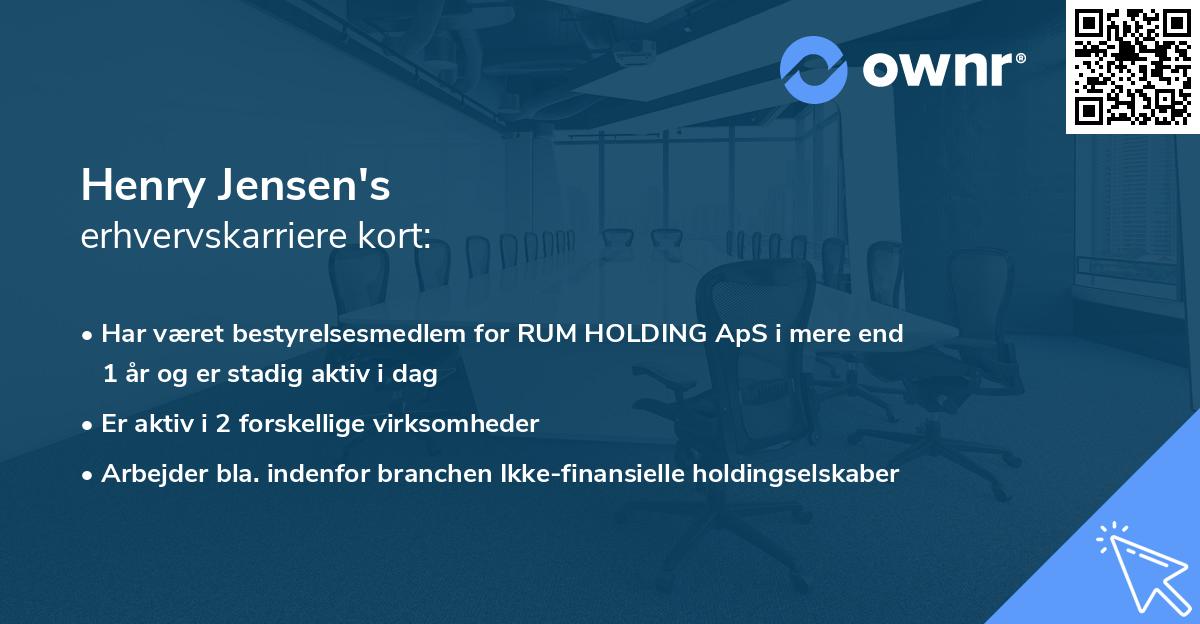 Henry Jensen's erhvervskarriere kort