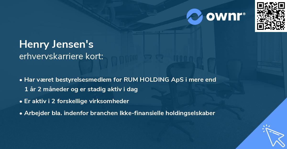 Henry Jensen's erhvervskarriere kort