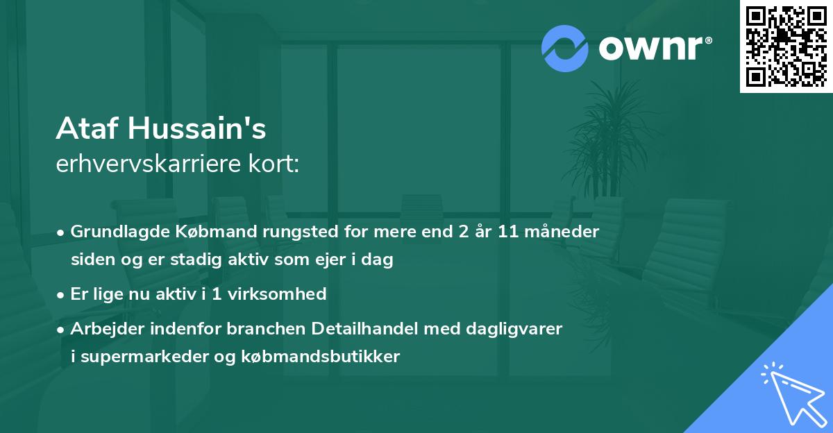 Ataf Hussain's erhvervskarriere kort
