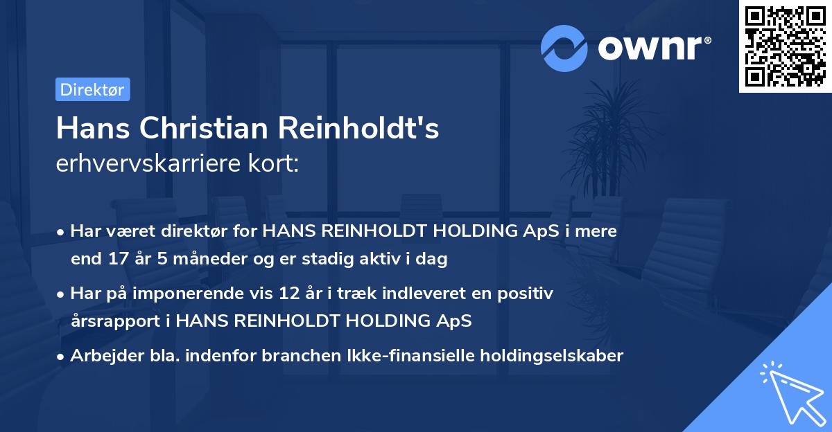Hans Christian Reinholdt's erhvervskarriere kort