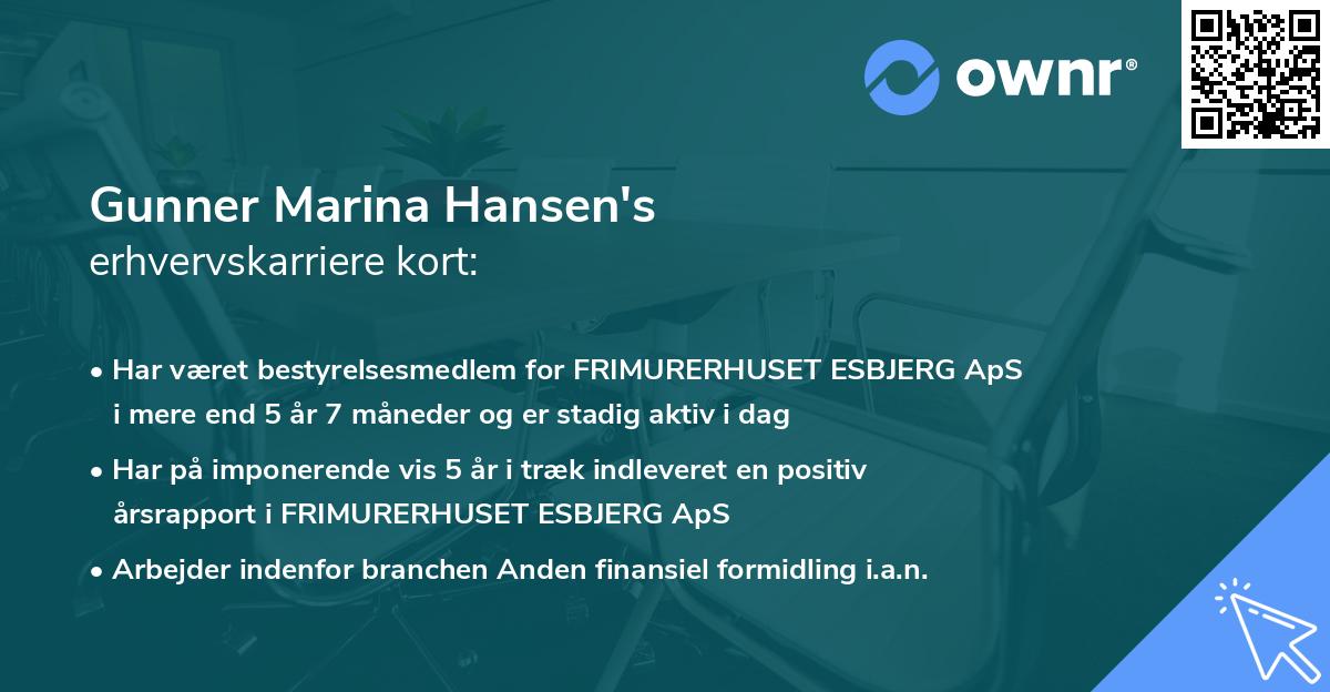 Gunner Marina Hansen's erhvervskarriere kort