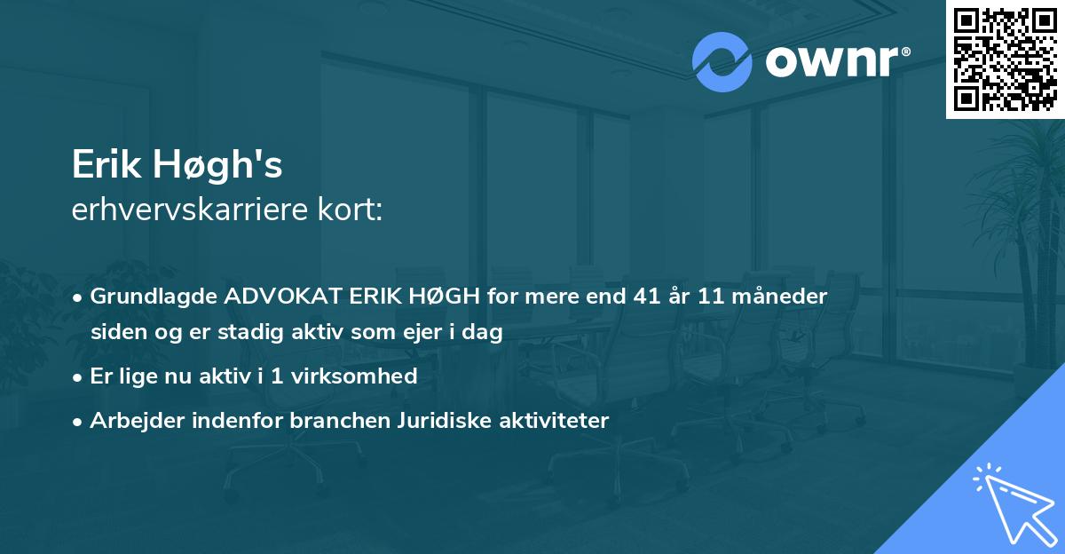 Erik Høgh's erhvervskarriere kort