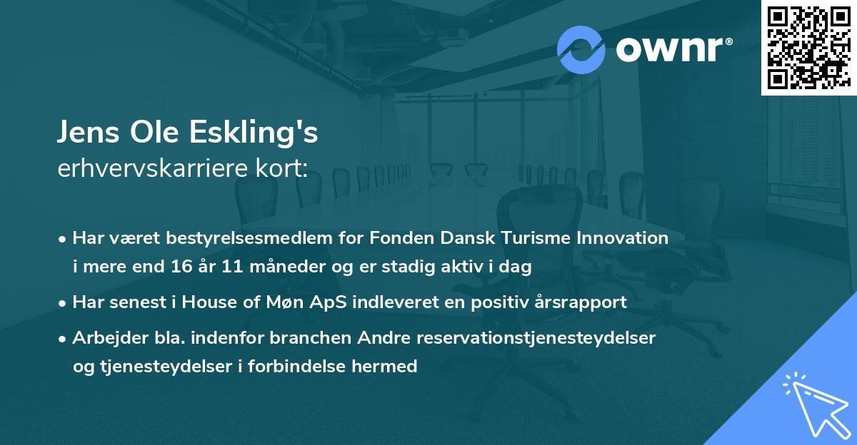 Jens Ole Eskling's erhvervskarriere kort