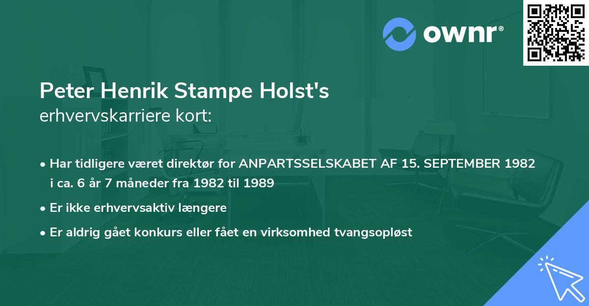 Peter Henrik Stampe Holst's erhvervskarriere kort