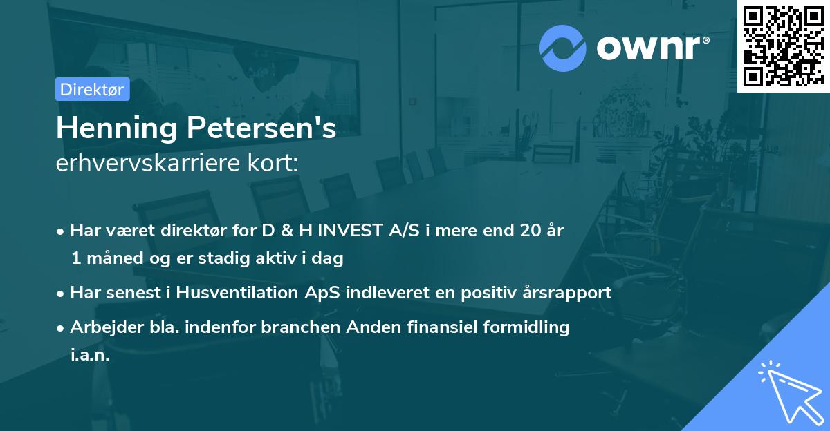 Henning Petersen's erhvervskarriere kort