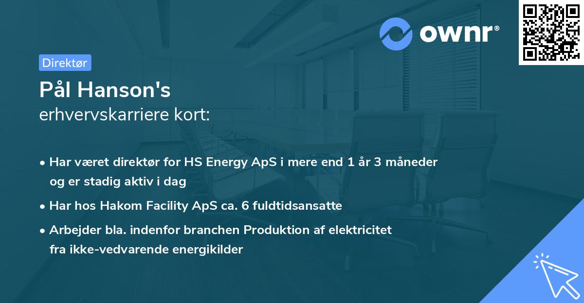 Pål Hanson's erhvervskarriere kort